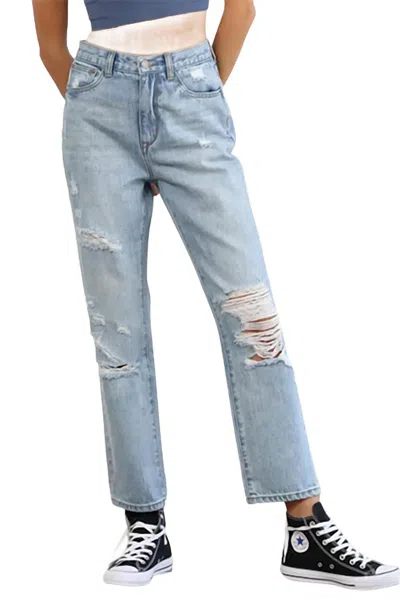 By Together Distressed High-rise Straight-leg Jeans In Light Blue