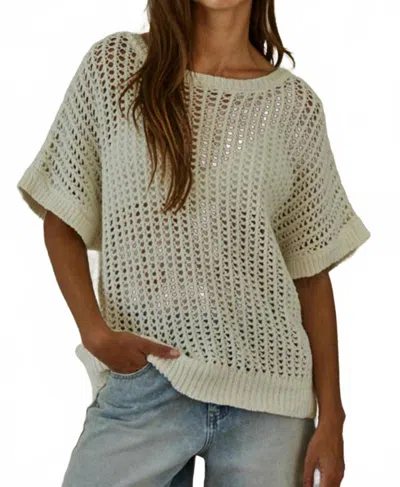 By Together Doni Open Knit Pullover Sweater Top In Ivory In Neutral