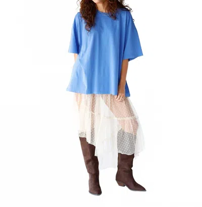 By Together Dotted Daydream Sheer Midi Skirt In White In Blue