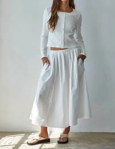 By Together Elastic Waist Flare Midi Skirt In Off White