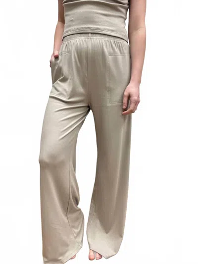By Together Elastic Waist Wide Leg Pants In Taupe In Neutral