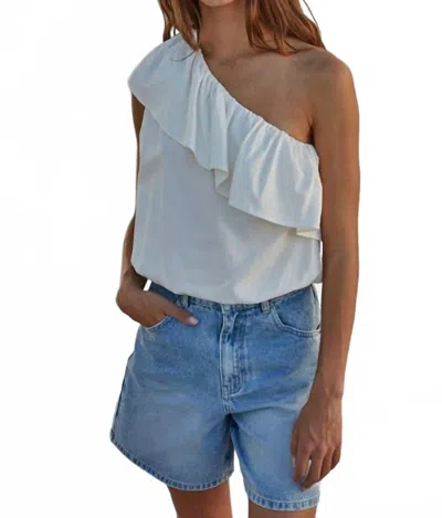 By Together One Shoulder Layered Sleeveless Top In Ivory In Blue