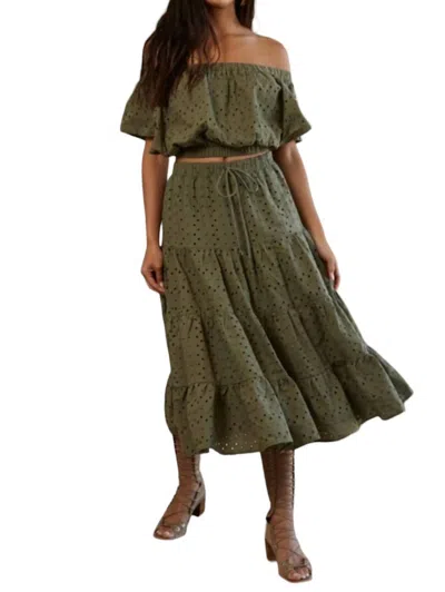By Together Emme Eyelet Top In Moss In Pink