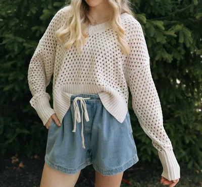 By Together Eren Open Knit Sweater In Mint In Neutral