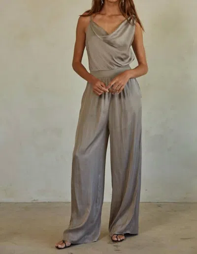 By Together Erin Satin Jumpsuit In Gray