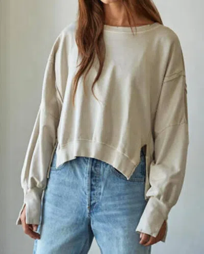 By Together Everyday High Low Slit Pullover In Beige In Neutral