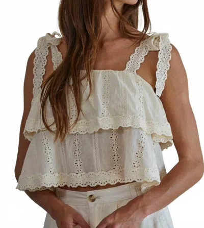 By Together Eyelet Layered Top In Natural In White