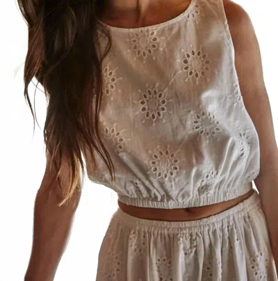 By Together Eyelet Sleeveless Crop Top In Off White