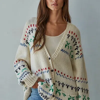 By Together Fair Isle Cardigan Sweater In Cream In White