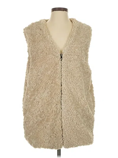 Pre-owned By Together Faux Fur Vest In Gold
