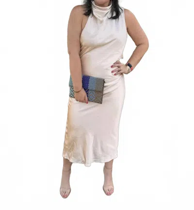 By Together Fifth Avenue Satin Dress In White Sand In Neutral