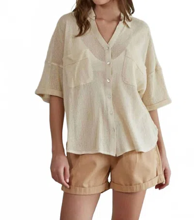 By Together Fishnet Short Sleeve Top In Natural In Animal Print