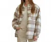 By Together Flannel Button Down Top In Beige Multi In Gray