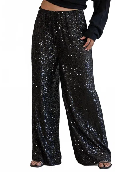 By Together Flashback Sequin Wide Leg Pants In Black
