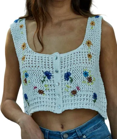 By Together Flora Crochet Vest In Ivory In Multi