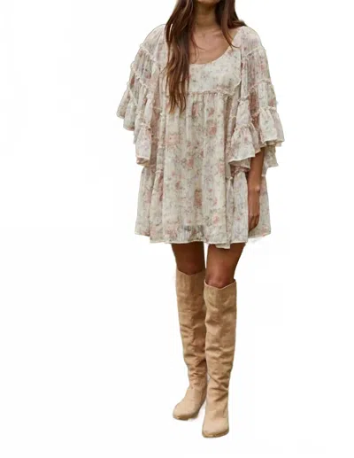 By Together Floral Affair Flare Mini Dress In Cream In Multi