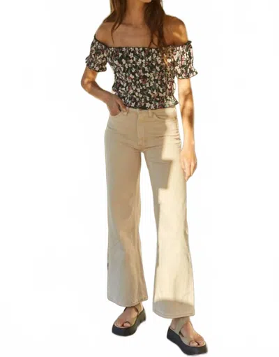 By Together Floral Smocked Crop Top In Black Multi In Brown
