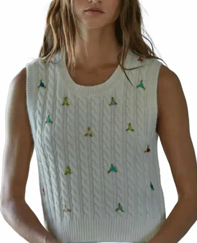 By Together Flower Knit Sweater Vest In Ivory In Neutral