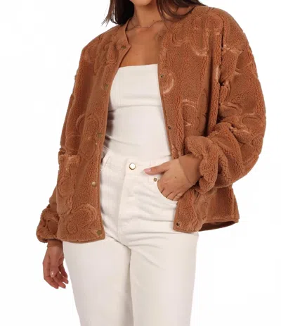 By Together Flower Pattern Button Down Jacket In Chestnut In Brown