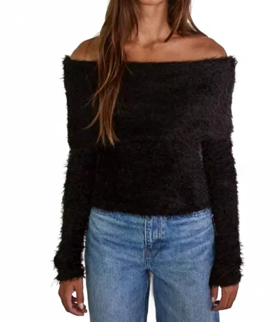 By Together Foldover Off The Shoulder Long Sleeve Pullover Top In Black