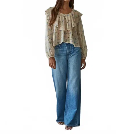 By Together Foster Floral Print Layered Blouse In Dusty Peach In Multi
