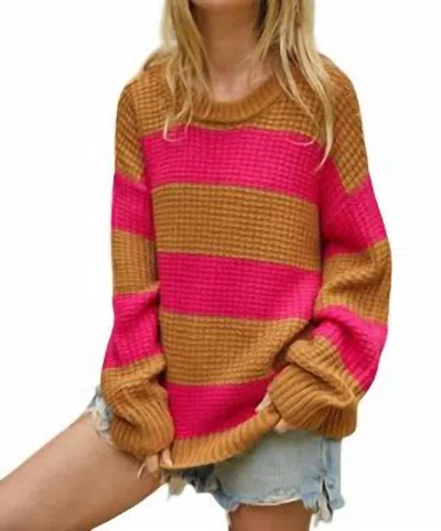 By Together Francis Striped Sweater In Pink Stripe