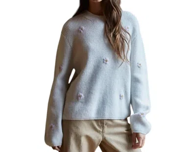 By Together Franki Flower Sweater In Grey In Gray