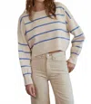 By Together Frankie Striped Pullover Sweater In Natural Blue In Neutral