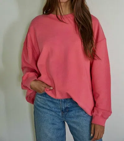 BY TOGETHER FRENCH TERRY COTTON PULLOVER SWEATSHIRT IN PINK