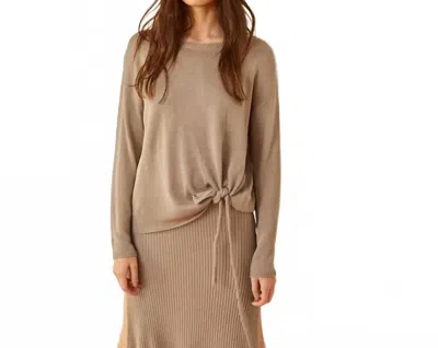 By Together Front Tie Knit Sweater In Mocha In Multi