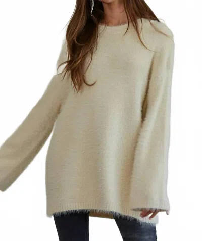 By Together Fuzzy Knit Pullover Sweater In Beige