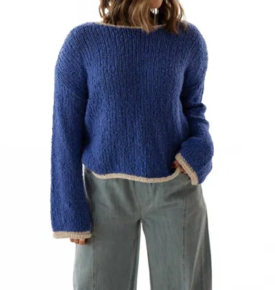 By Together Gemma Cropped Sweater In Blue Ivory