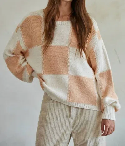 By Together Gingham Sweater Pullover In Cream/coral
