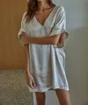 By Together Glow Satin Mini Tunic In Champagne In White