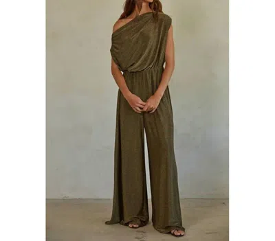 By Together Gwen Metallic Jumpsuit In Gold Black In Green