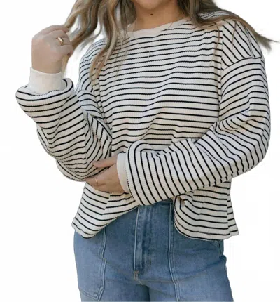 By Together Half Time Sweatshirt Top In Cream Black