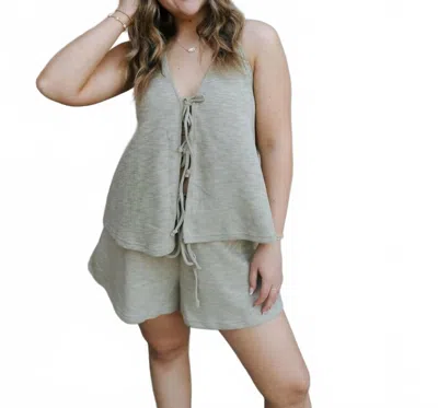 By Together Hallie Halter Tie Top In Moss In Pink