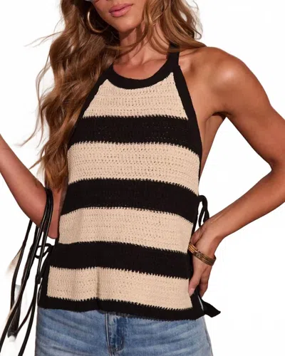 By Together Heather Knit Halter Top In Black Multi