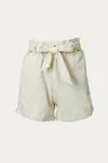 BY TOGETHER HIGH-RISE PEPLUM COTTON-TWILL SHORT IN IVORY