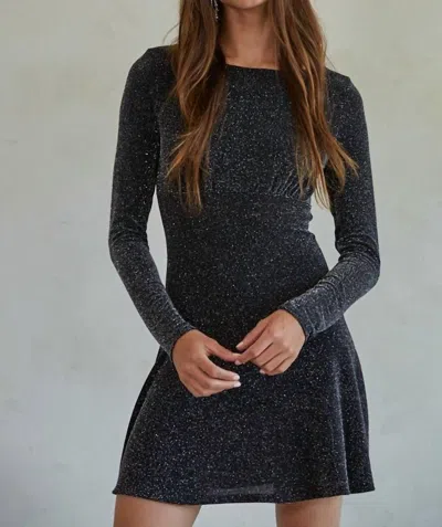 By Together Holiday Shimmer Mini Dress In Black In Gray