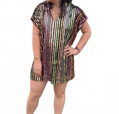By Together Hyped In Striped Dress In Black Multi