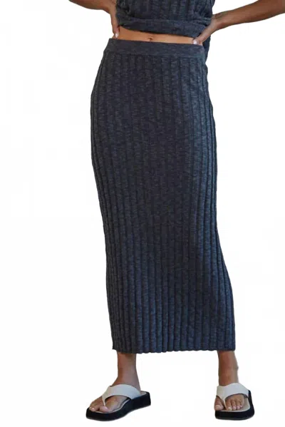 By Together Isla Knit Midi Skirt In Charcoal In Blue