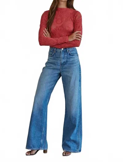 By Together Jacquard Fishnet Layering Crop Top In Crimson In Pink