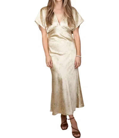 By Together Joslyn Floral Satin Midi Dress In Gold