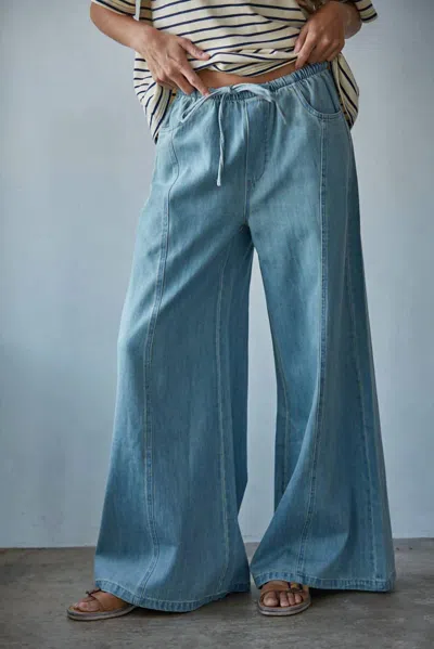 By Together Jude Wide Leg Pants In Denim Blue