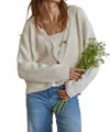By Together Kacey Button Closure Cardigan In Ivory In Gray