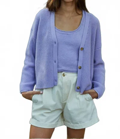 By Together Kacey V-neck Cardigan In Lavender In Transparent