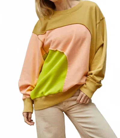 By Together Katie Contrast Color Sweatshirt In Multi In Brown