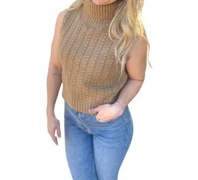 By Together Katy Ribbed Turtle Neck In Camel In Brown