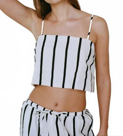 By Together Kelsea Stripe Square Neck Top In White/ Black